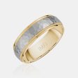 14K Two-Tone Brushed Hammered Centern Milgrain Edge Wedding Band Online