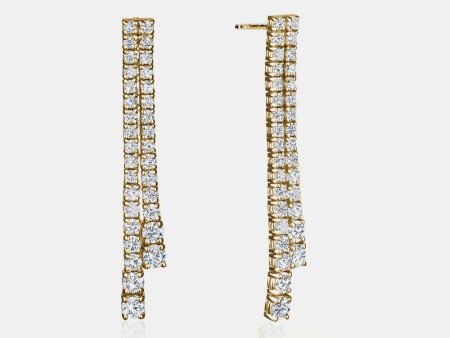 Graduated Diamond Double Tennis Earrings For Sale