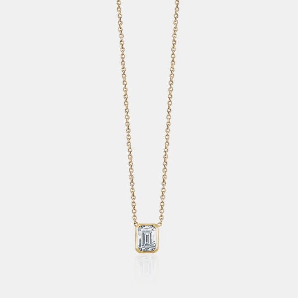 Diamond Bezel Set Emerald Necklace Online Hot Sale