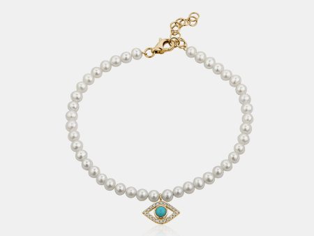 Pearl Turquoise Evil Eye Bracelet Online Sale