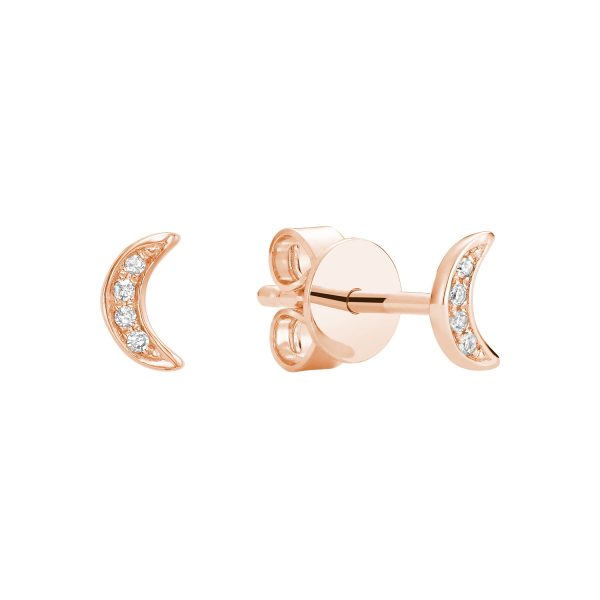 Mini Diamond Moon Studs on Sale