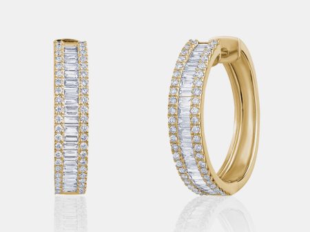 Diamond Baguette Statement Hoops For Sale