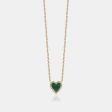 Mini Malachite Diamond Border Heart Necklace Online now