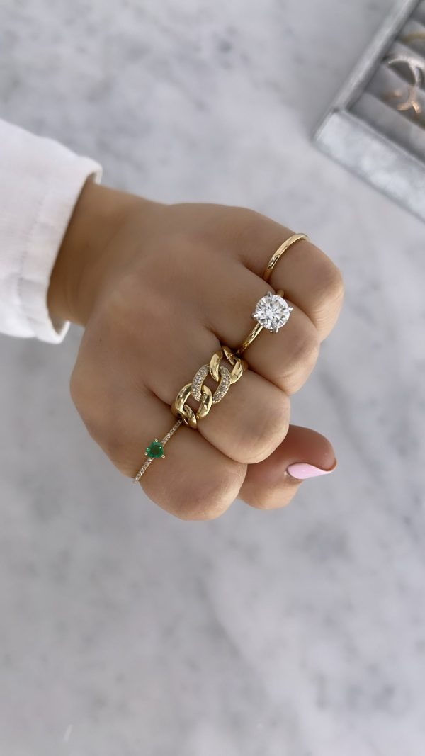 Green Emerald Heart Pavé Ring Online now