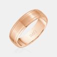 10K Brushed Center with Grooves Wedding Band Online