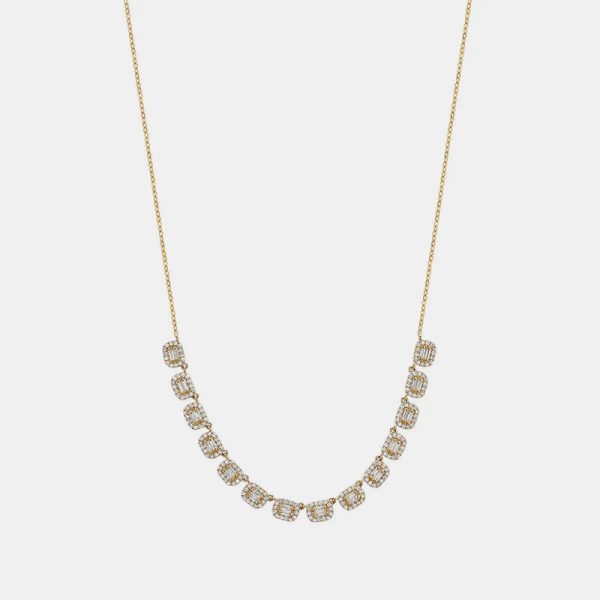 Multiple Diamond Baguette Necklace Hot on Sale