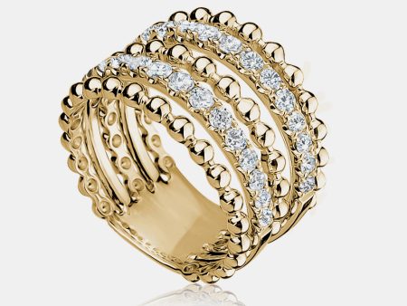 Five Row Beaded Pavé Ring on Sale