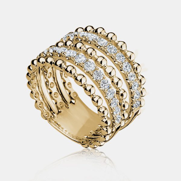 Five Row Beaded Pavé Ring on Sale