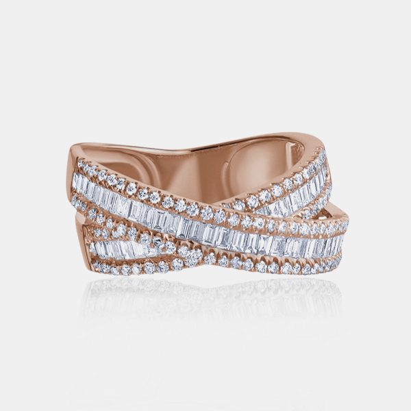 Diamond Baguette Crossover Ring For Discount