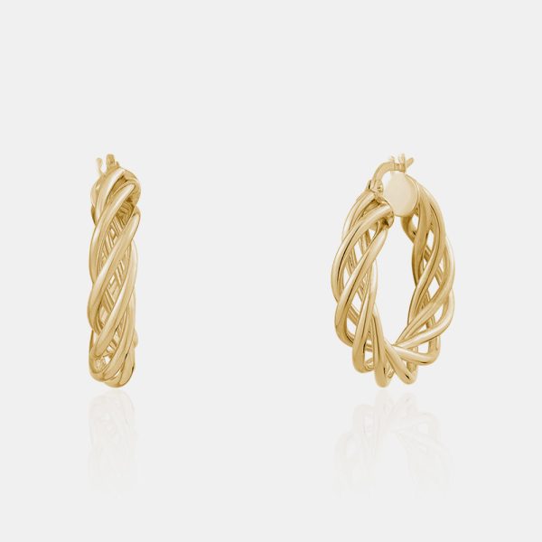 Open Gold Braided Hoops Online now