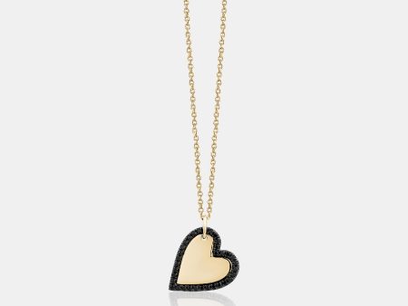 Black Diamond Border Heart Necklace For Discount