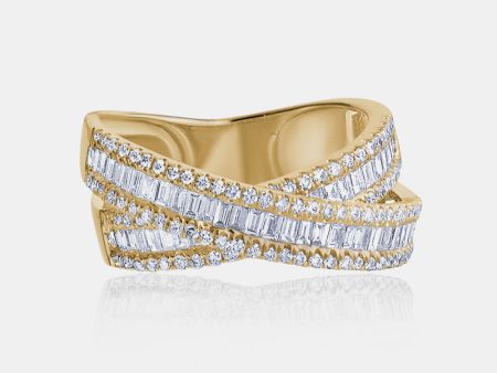 Diamond Baguette Crossover Ring For Discount