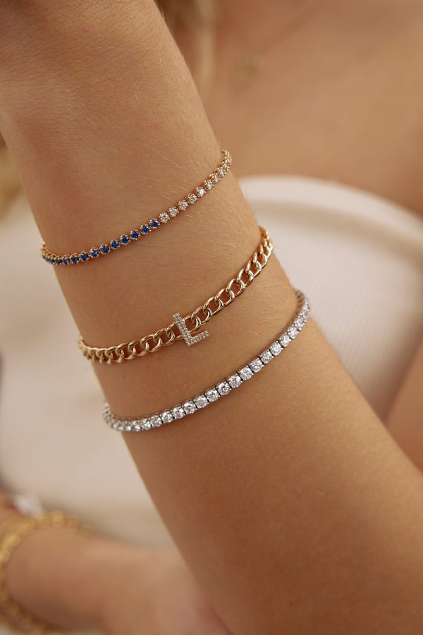 Mini Diamond Initial Link Bracelet Fashion