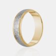 10K Two-Tone Brushed Hammered Center Milgrain Edge Wedding Band Online now