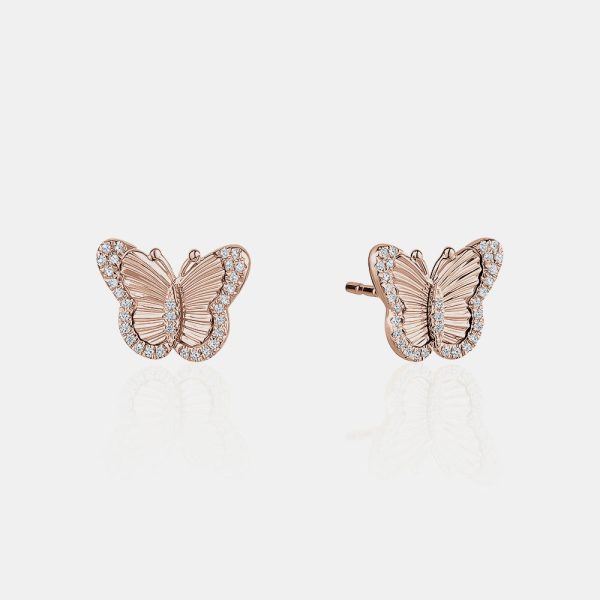 Diamond Fluted Butterfly Studs on Sale