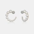 Graduated Pearl Hoops with Diamonds Online