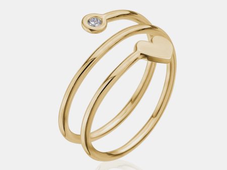 Spiral Ring with Heart and Diamond Bezel Discount