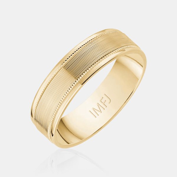 14K Ribbed Milgrain Edge Wedding Band Online Sale