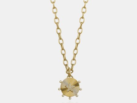 Diamond Fluted Star Pendant on Link Chain Online Hot Sale