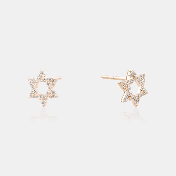 Diamond Star of David Studs Fashion