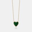 Malachite Diamond Border Heart Necklace Online now