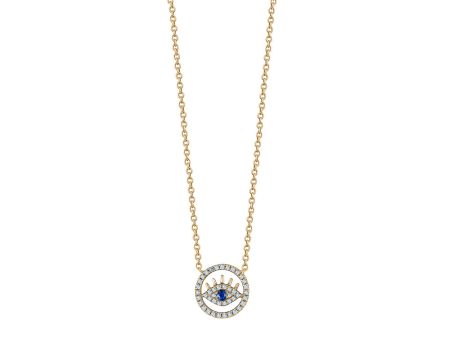 Diamond Cut-Out Lashes Evil Eye Necklace Cheap