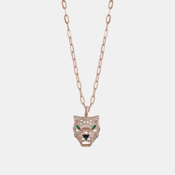 Diamond Panther Paperclip Chain Necklace Supply