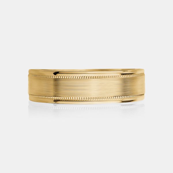 10K Ribbed Milgrain Edge Wedding Band Hot on Sale